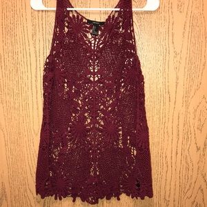 Maroon lace tank top